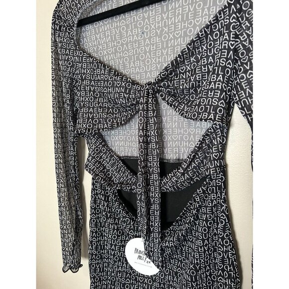 Princess Polly Text Me Dress Womens 10 Black NWT Sexy Mini Sheer Cut Out E-Girl - Picture 8 of 14